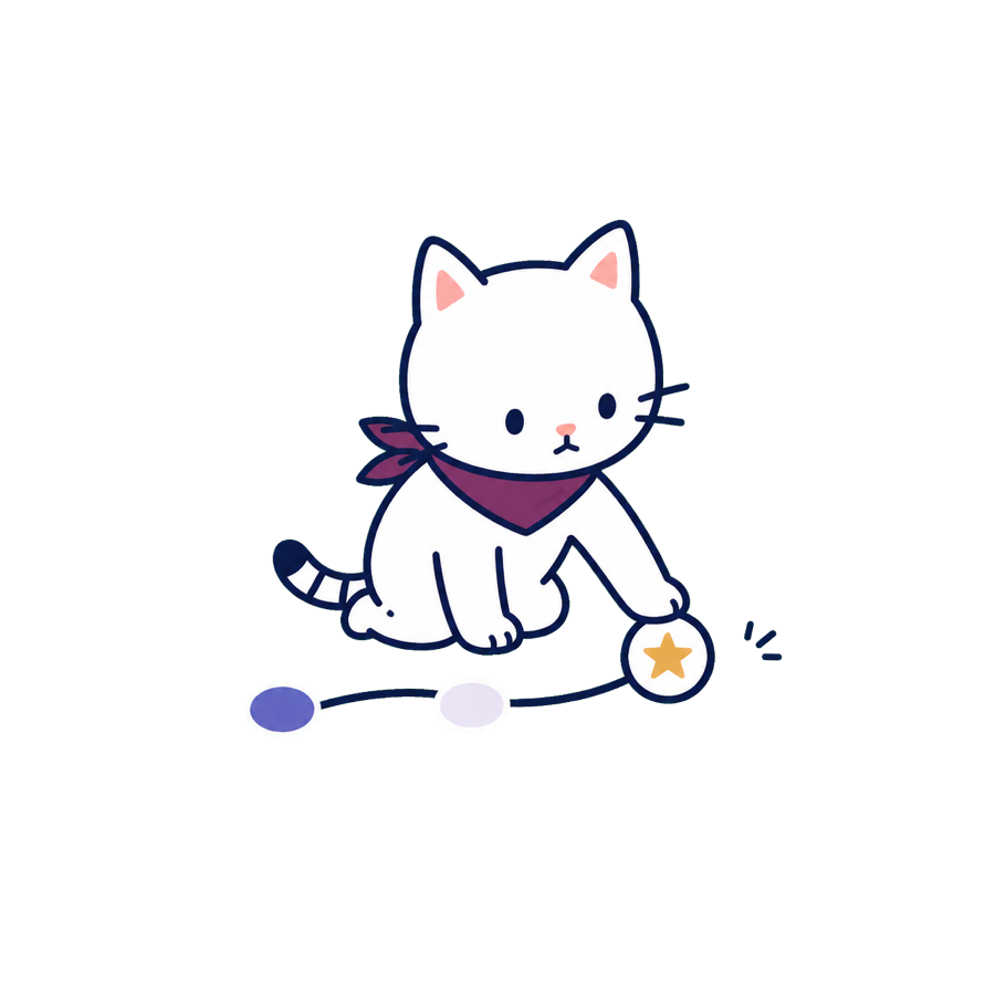 Guwa cat placing a badge on a short personal progress trail.
