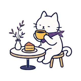 Guwa cat enjoying a cafe activity.